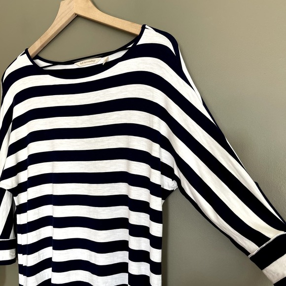 Soft Surroundings Adrift Top Striped Tee Tie Sleeve Blue White Size XSP Nautical - Picture 15 of 16